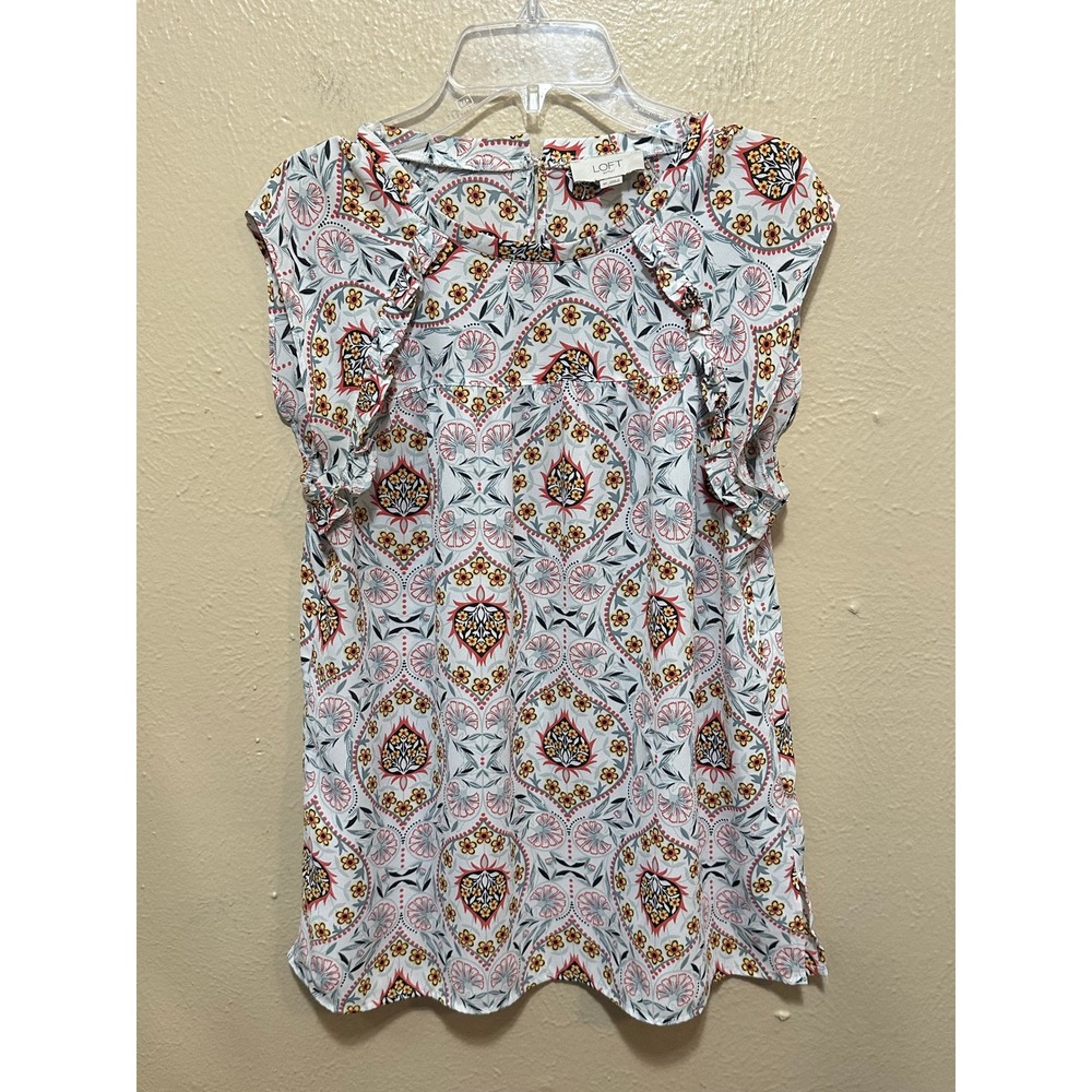 LOFT Outlet Floral Print Ruffle Sleeve Top Blouse Womens‎ Size XS